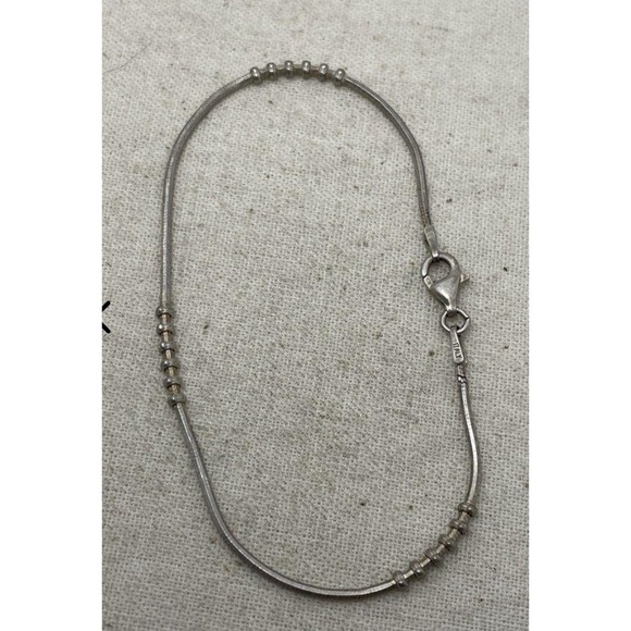 Jewelry - Vintage Italy 925 Sterling Silver Snake Chain Bead Station Bracelet 7.25in 2.7g